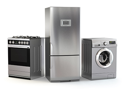 Home appliances - refrigerator, gas oven and washing machine